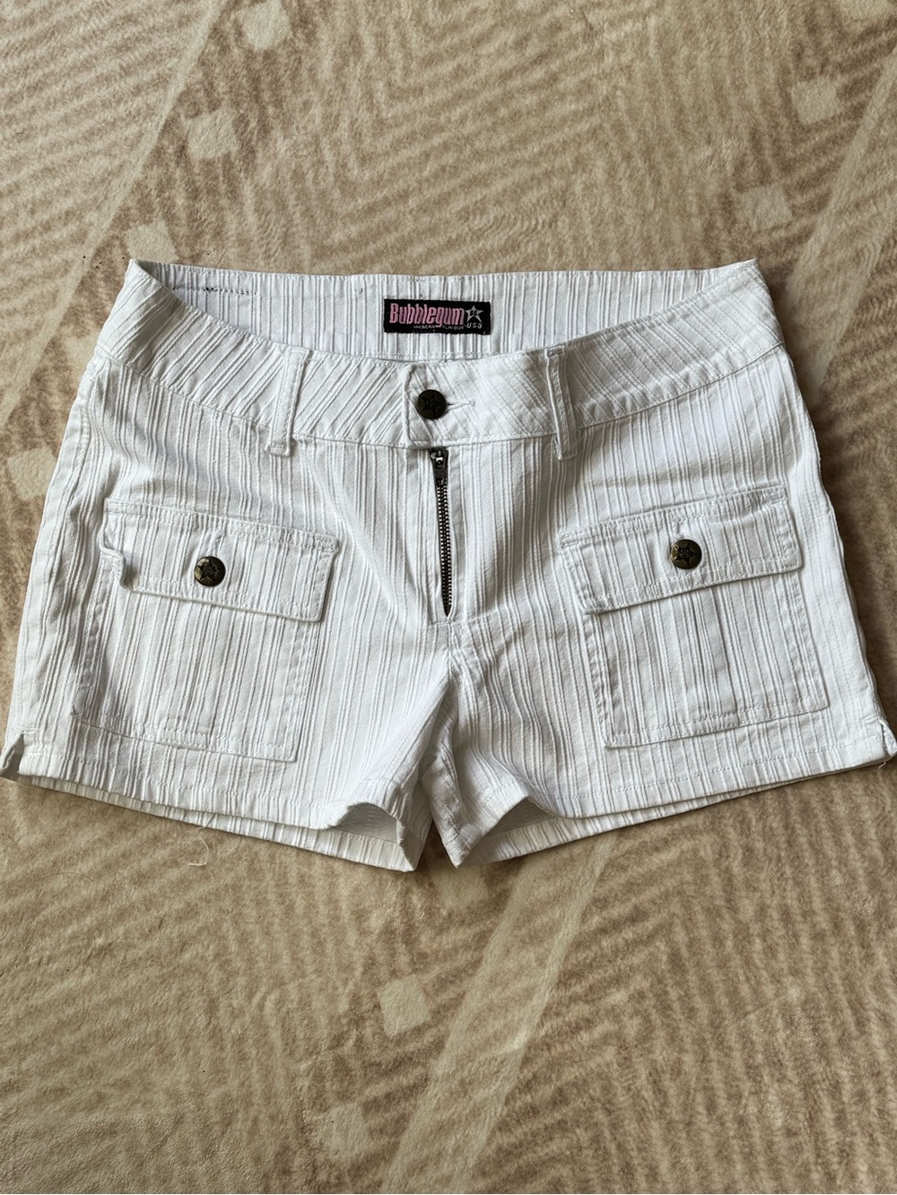 Bubblegum White Striped Women's Cargo Shorts